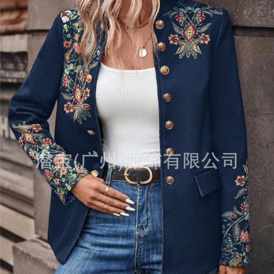 Women's Printed Double-Breasted Jacket