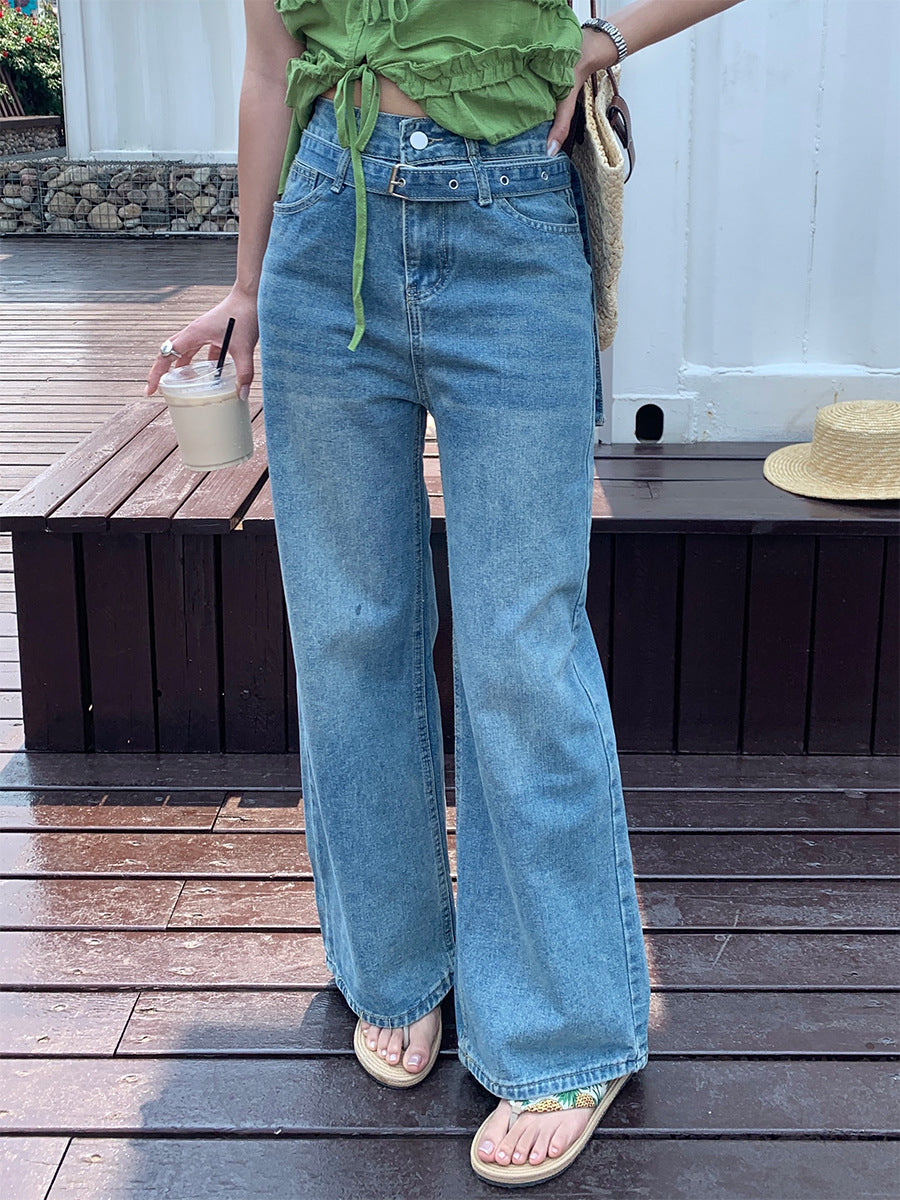 Korean Loose High-Waist Wide-Leg Jeans