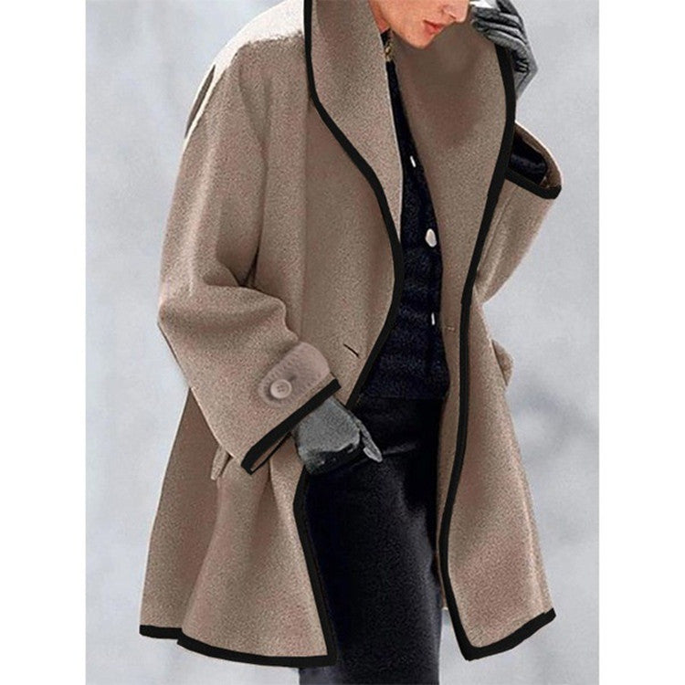 Plus-Size Baggy Thin Woolen Mid-Length Outerwear