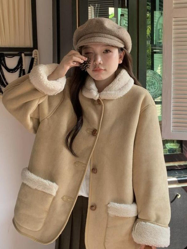Vintage Imitation Lamb Wool Suede Coat