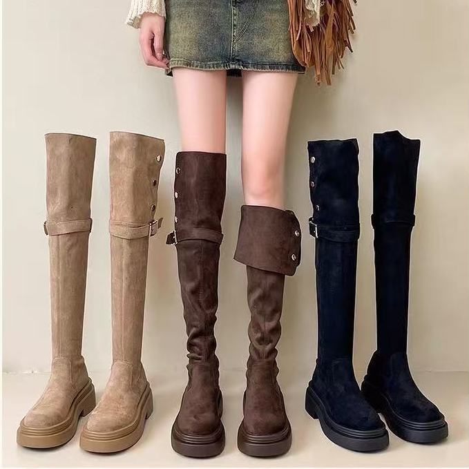 Women’s Thick-Soled Over-The-Knee Boots 2025 Retro Knight Style