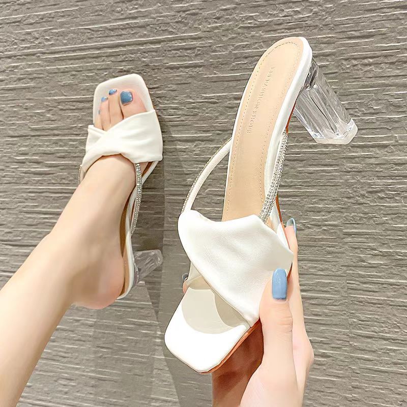 Crystal Thick High-Heel Sandals for Women