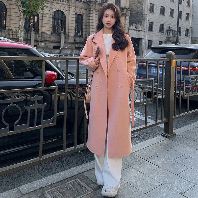 Korean Woolen Mid-Length Coat