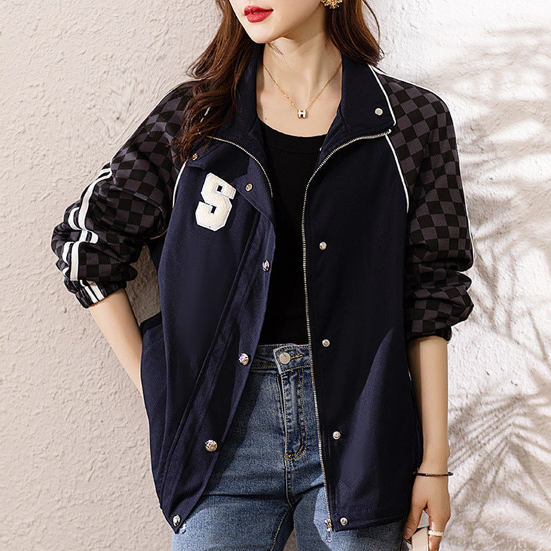 Slimming Spliced Baseball Jacket