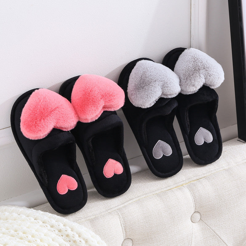Cartoon Peach Heart Slippers – Warm Non-Slip