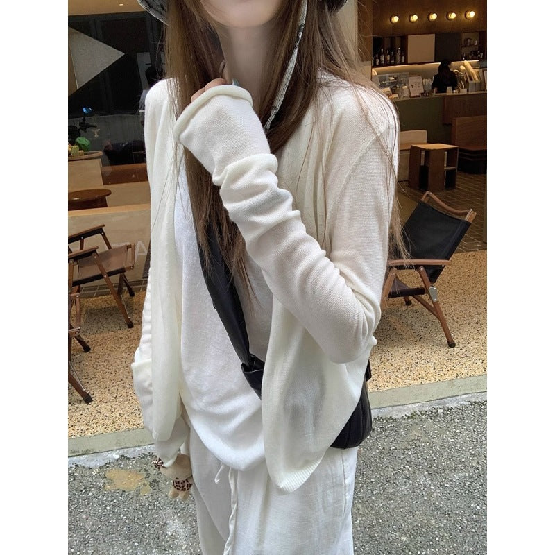 Light Knit Cardigan – Korean Style Sunscreen Outer Top