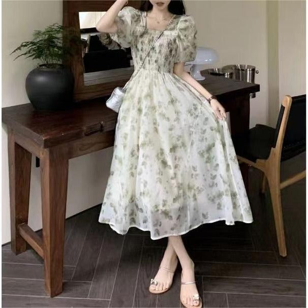 French Floral Summer Dress – Sweet & Slim-Fit