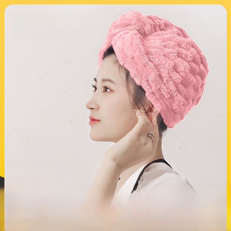 Thick Coral Fleece Dry Hair Cap – Double Layer
