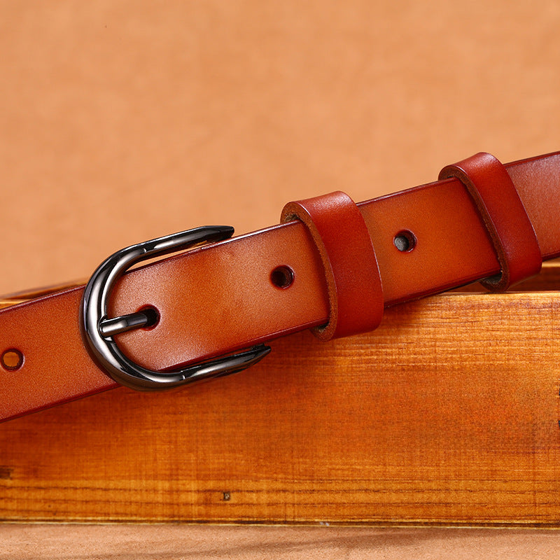 New Korean-Style Genuine Cowhide Leather Belt for Women