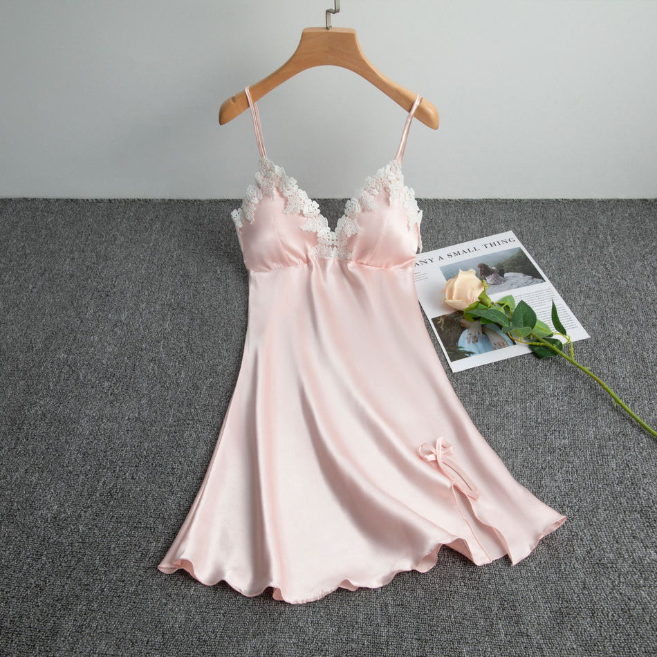 Ice Silk Princess Nightgown – Charming Backless Elegance