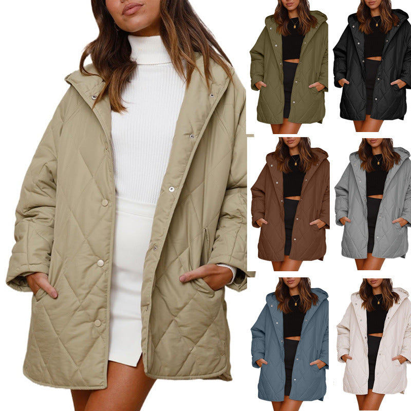 Women’s Winter Diamond Quilted Hooded Lightweight Jacket