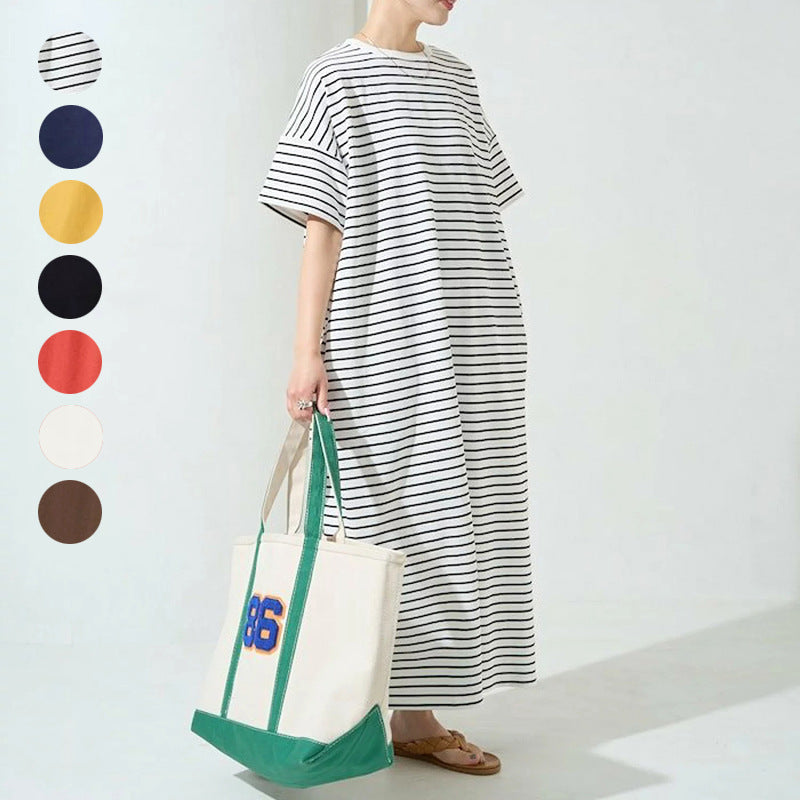 Japanese Solid Color T-Shirt Dress