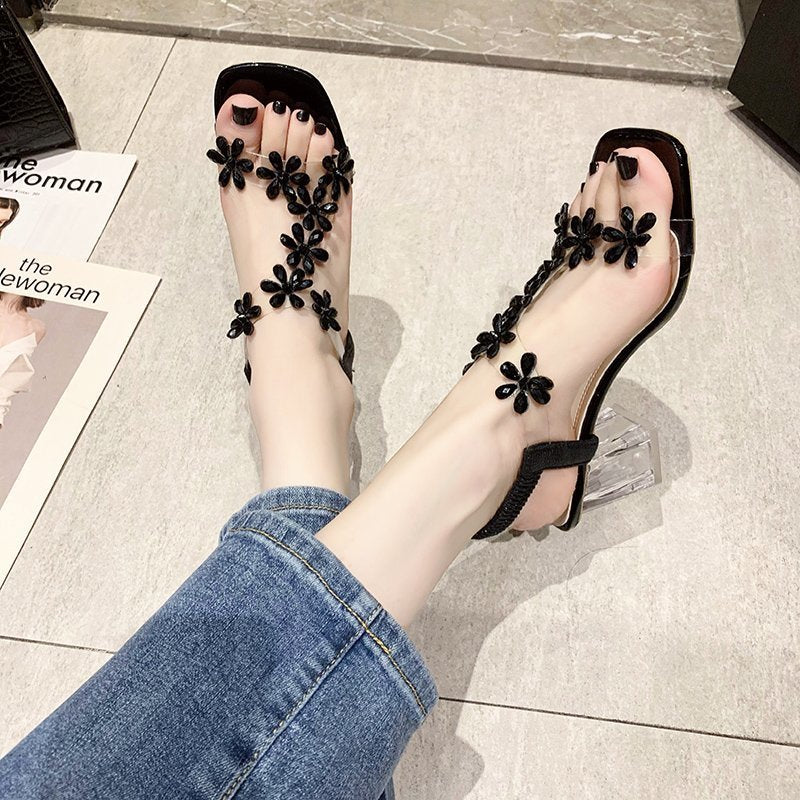 Plus Size Crystal Heels – Transparent Sandals